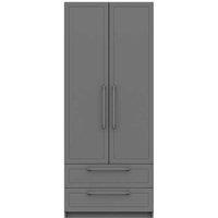 One Call Furniture Biarritz 2 Door Combi Wardrobe Ready Assembled Gloss Dust Grey, Grey