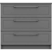 One Call Furniture Biarritz 3 Drawer Chest Ready Assembled Gloss Dust Grey, Grey