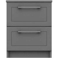 One Call Furniture Biarritz 2 Drawer Bedside Ready Assembled Gloss Dust Grey, Grey