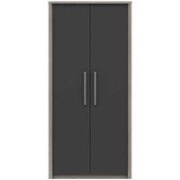 One Call Furniture Versailles 2 Door Wardrobe Ready Assembled Grey Oak Graphite Gloss, Grey