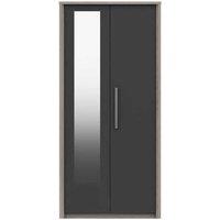 One Call Furniture Versailles 2 Door Wardrobe With Mirror Ready Assembled Grey Oak Graphite Gloss, Grey