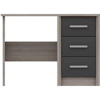 One Call Furniture Versailles 3 Drawer Dressing Table Ready Assembled Grey Oak Graphite Gloss, Grey