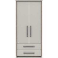 One Call Furniture Versailles 2 Door Combi Wardrobe Ready Assembled Grey Oak White Grey Gloss, Grey
