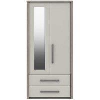 One Call Furniture Versailles 2 Door Combi Wardrobe With Mirror Ready Assembled Grey Oak White Grey Gloss, Grey