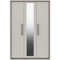 One Call Furniture Versailles 3 Door Wardrobe With Mirror Ready Assembled Grey Oak White Grey Gloss, Grey
