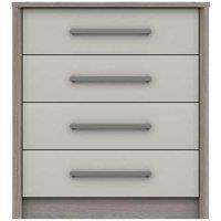 One Call Furniture Versailles 4 Drawer Chest Ready Assembled Grey Oak White Grey Gloss, Grey