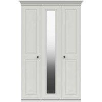 One Call Furniture Bordeaux 3 Door Wardrobe With Mirror Ready Assembled White, White