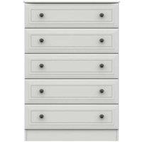 One Call Furniture Bordeaux 5 Drawer Chest Ready Assembled White, White