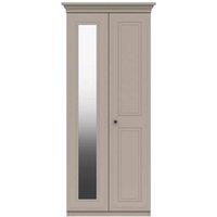 One Call Furniture Bordeaux 2 Door Wardrobe With Mirror Ready Assembled Fired Earth, Brown