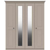 One Call Furniture Bordeaux 4 Door Wardrobe With Two Mirrors Ready Assembled Fired Earth, Brown