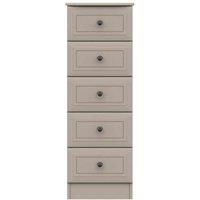 One Call Furniture Bordeaux 5 Drawer Tallboy Chest Ready Assembled Fired Earth, Brown