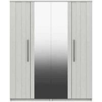 One Call Furniture Metz 4 Door Wardrobe With Two Mirrors Ready Assembled White, White