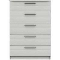 One Call Furniture Metz 5 Drawer Chest Ready Assembled White, White