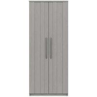 One Call Furniture Metz 2 Door Wardrobe Ready Assembled Light Grey, Grey