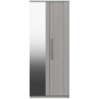 One Call Furniture Metz 2 Door Wardrobe With Mirror Ready Assembled Light Grey, Grey