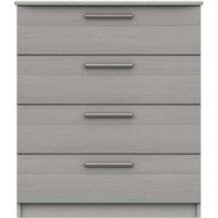 One Call Furniture Metz 4 Drawer Chest Ready Assembled Light Grey, Grey