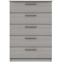 One Call Furniture Metz 5 Drawer Chest Ready Assembled Light Grey, Grey