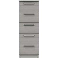 One Call Furniture Metz 5 Drawer Tallboy Chest Ready Assembled Light Grey, Grey