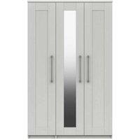 One Call Furniture Avignon 3 Door Wardrobe With Mirror Ready Assembled White, White