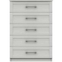 One Call Furniture Avignon 5 Drawer Chest Ready Assembled White, White