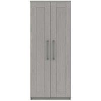 One Call Furniture Avignon 2 Door Wardrobe Ready Assembled Light Grey, Grey