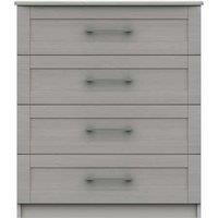 One Call Furniture Avignon 4 Drawer Chest Ready Assembled Light Grey, Grey