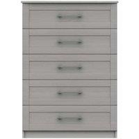 One Call Furniture Avignon 5 Drawer Chest Ready Assembled Light Grey, Grey