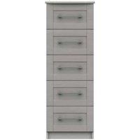 One Call Furniture Avignon 5 Drawer Tallboy Chest Ready Assembled Light Grey, Grey