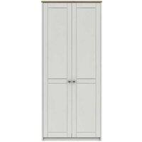 One Call Furniture Nantes 2 Door Wardrobe Ready Assembled White With Natural Rustic Oak Top, White