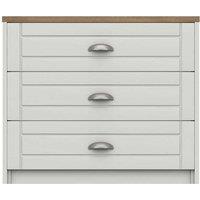 One Call Furniture Nantes 3 Drawer Chest Ready Assembled White With Natural Rustic Oak Top, White