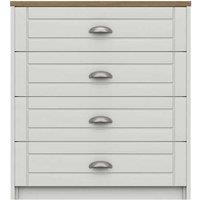 One Call Furniture Nantes 4 Drawer Chest Ready Assembled White With Natural Rustic Oak Top, White