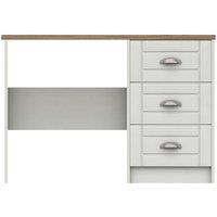 One Call Furniture Nantes 3 Drawer Dressing Table Ready Assembled White With Natural Rustic Oak Top, White