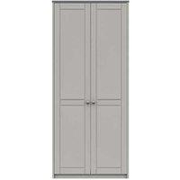 One Call Furniture Nantes 2 Door Wardrobe Ready Assembled Light Grey With Dust Grey Top, Grey