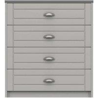 One Call Furniture Nantes 4 Drawer Chest Ready Assembled Light Grey With Dust Grey Top, Grey
