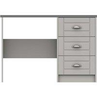 One Call Furniture Nantes 3 Drawer Dressing Table Ready Assembled Light Grey With Dust Grey Top, Grey