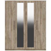 One Call Furniture Marseille 4 Door Wardrobe Ready Assembled Natural Oak, Brown