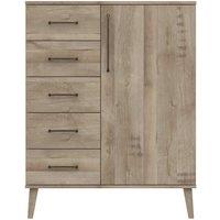 One Call Furniture Marseille 5 Drawer Hanging Storage Ready Assembled Natural Oak, Brown