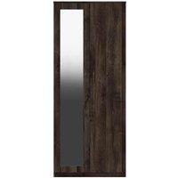 One Call Furniture Marseille 2 Door Wardrobe With Mirror Ready Assembled Dark Oak, Brown