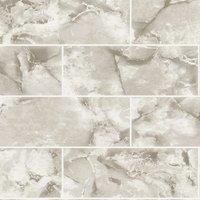 Holden Decor Odeon Marble Tile Wallpaper 10m x 53cm Neutral, Brown