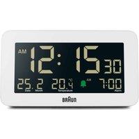 Braun Digital Alarm Clock With Date Month And Temperature - White