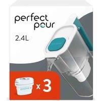 Aqua Optima Perfect Pour 2.4L Water Filter Jug Blue & 3 Filters, Blue