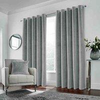 Enhanced Living Grey Velvet, Supersoft, 100% Blackout, Thermal Pair Of Curtains With Eyelet Top 66 X 90 Inch (168X229Cm)