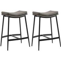 HOMCOM Breakfast Bar Stools Set of 2 Upholstered Barstools with Curved Seat Grey, Grey