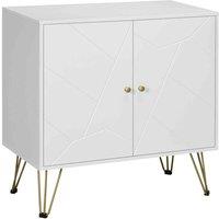 HOMCOM Freestanding Storage Cabinet with Adjustable Shelves for Living Room, White