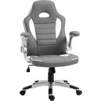 HOMCOM Gaming Chair PU Leather Office Chair Swivel Chair with Tilt Function Grey, Grey
