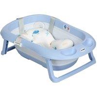 HOMCOM ZONEKIZ Foldable Baby Bathtub with Non-Slip Support Legs, Cushion Pad - Blue, Blue
