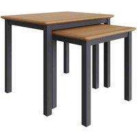 FWStyle Taberno Oak Nest of 2 Tables - Graphite Blue, Blue