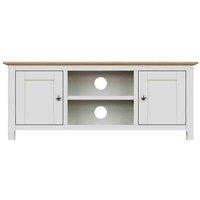 FW Style Taberno Solid Oak 2 Door Tv Unit Cream Linen, Cream