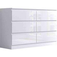 FWStyle Stora 6 Drawer Chest Of Drawers - White Gloss, White