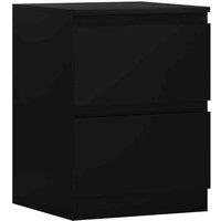 FWStyle Stora 2 Drawer Bedside Table - Matt Black, Black